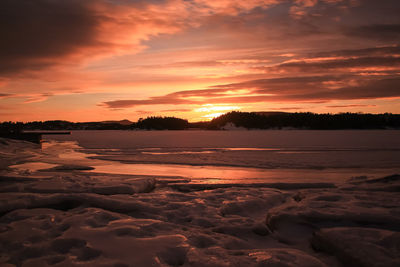 Scenic view of sea against sky during sunset