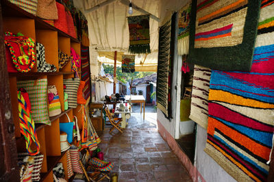 Multi colored market stall for sale in store