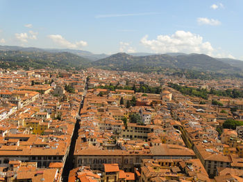 High angle view of cityscape against sky