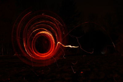 Close-up of light trails in the dark