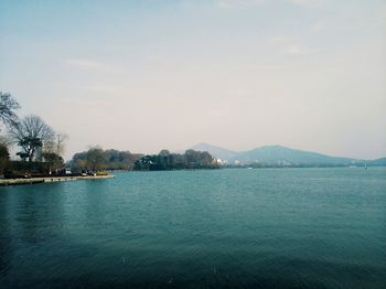 Scenic view of lake against sky