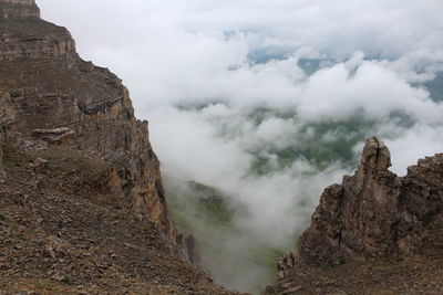 Scenic view of volcanic landscape against sky