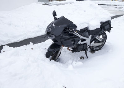 High angle view of person in snow