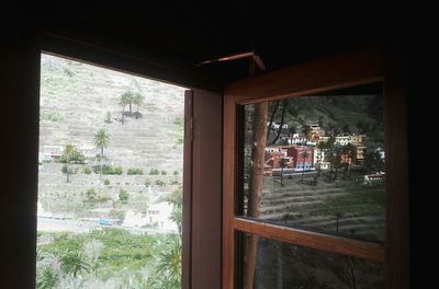 View of building through window