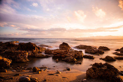 Scenic view of sea against sky during sunset