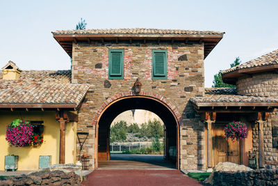 Exterior of old building against clear sky