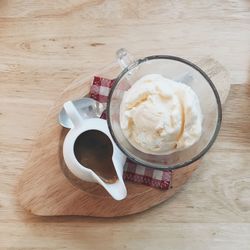 High angle view of coffee on table