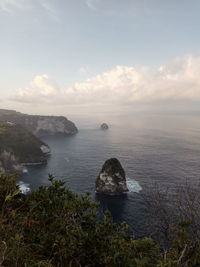 Scenic view of bay against sky