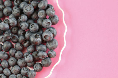 High angle view of strawberries on table