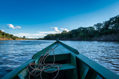 Scenic view of lake against blue sky