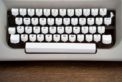 Close-up of computer keyboard on table