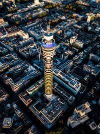 High angle view of buildings in city