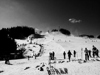 People skiing at resort