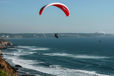 Parachute over sea