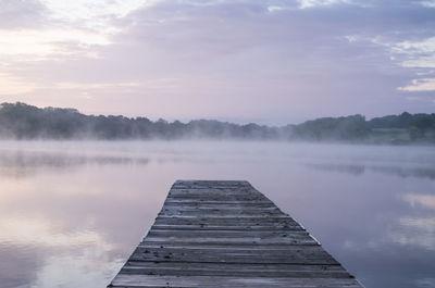 Scenic view of lake against cloudy sky