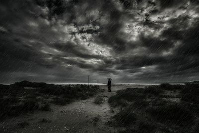 Scenic view of landscape against cloudy sky