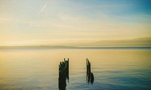 Scenic view of sea at sunset