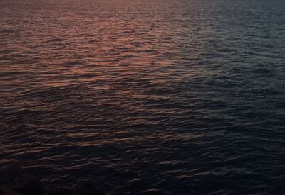 High angle view of sea at sunset