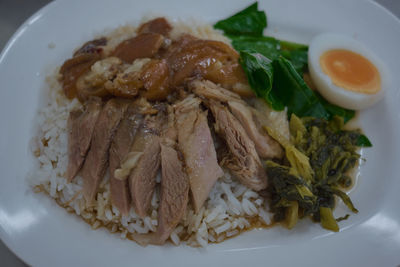 High angle view of meal served in plate