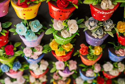 Close-up of multi colored flowers in market in córdoba, spain 