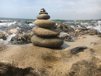 Stack of stones at beach