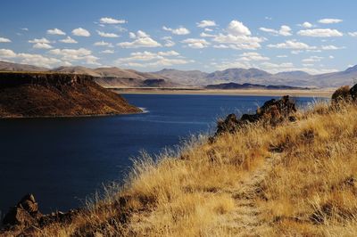 Scenic view of lake against sky