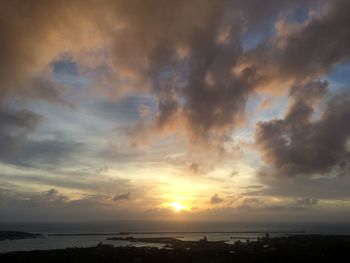 Scenic view of sea against sky at sunset