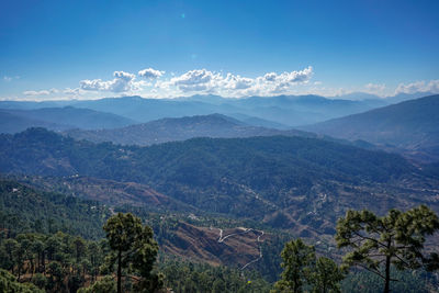 Landscape of a mountain range clicked from a height, layers of mountains.