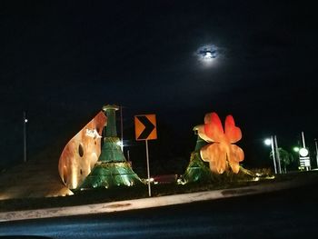 Illuminated balloons at night