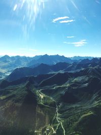 Aerial view of mountains against sky