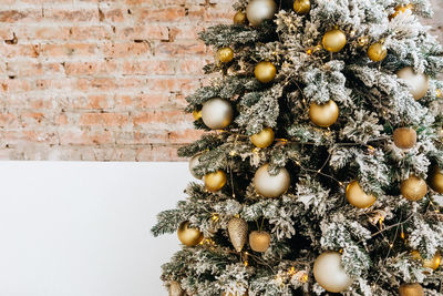 Close-up of christmas decoration on wall