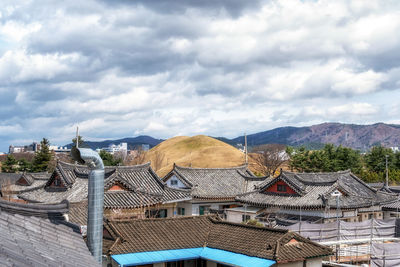 Famous hwangridan street viewed from above with various shops and restaurants taken in gyeongju, sou