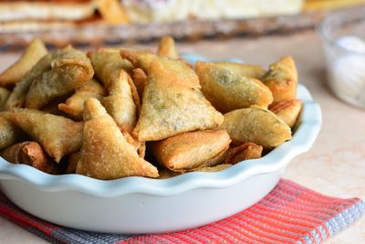 Close-up of food in bowl on table