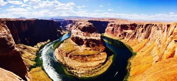 Panoramic view of rock formations against sky