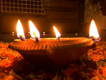 Close-up of burning candle