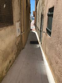 Empty alley amidst buildings in city