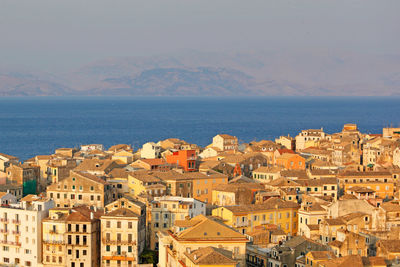 High angle view of buildings in city