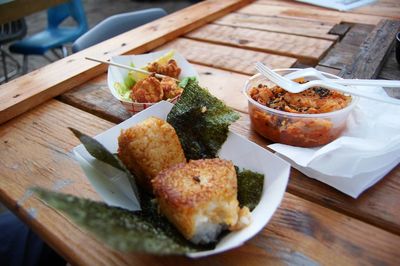 Close-up of food on table