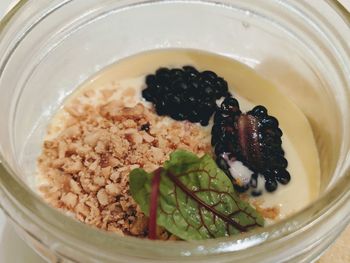 High angle view of breakfast served in bowl