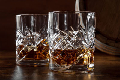 Close-up of drinking glass on table
