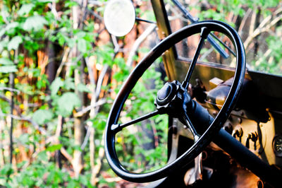 Close-up of bicycle wheel