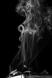 Close-up of smoke emitting from black background