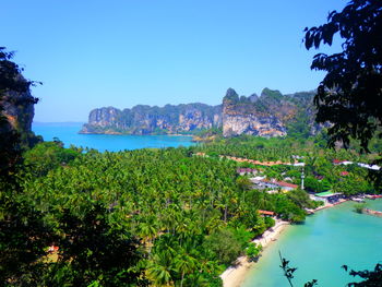 Scenic view of calm sea against clear sky