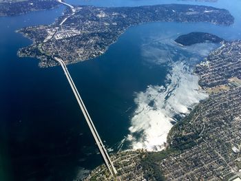 Aerial view of bridge over sea