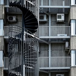 Low angle view of spiral staircase of building