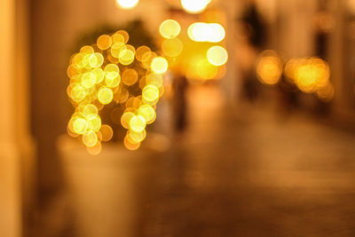 Defocused image of illuminated christmas lights