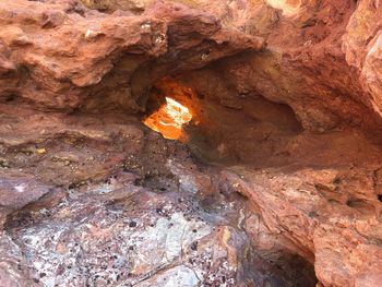 Full frame shot of rock formation in cave