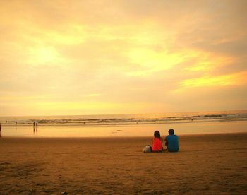 Scenic view of sea at sunset