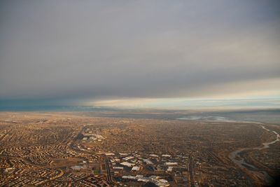 High angle view of townscape against sky