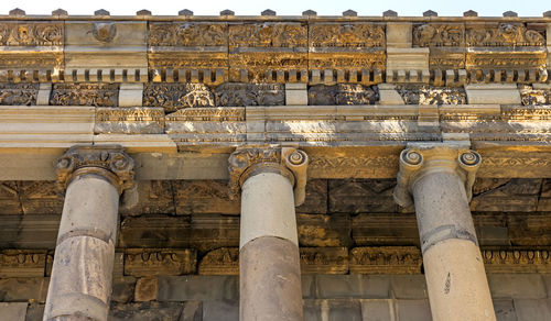 A fragment of the facade of a pagan temple in armenia.